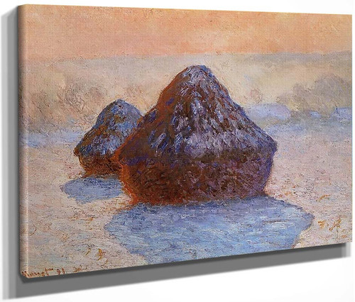 Grainstacks, White Frost Effect By Claude Oscar Monet