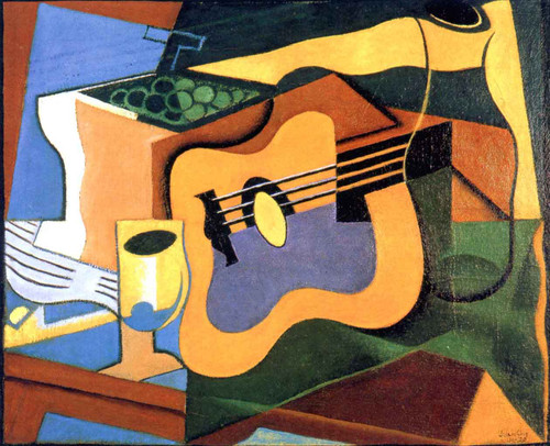 Guitar And Bottle By Juan Gris