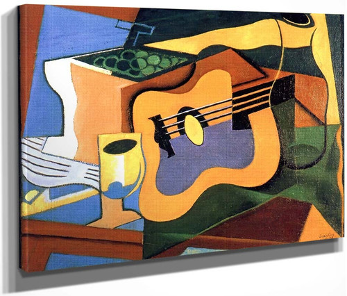 Guitar And Bottle By Juan Gris