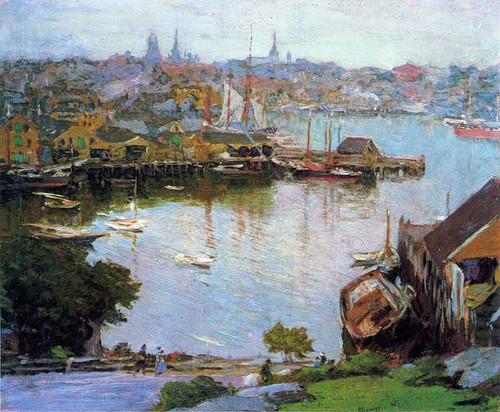 Harbor Village By Edward Potthast By Edward Potthast