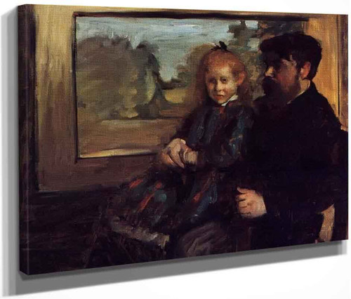 Henri Rouart And His Daughter Helene By Edgar Degas By Edgar Degas