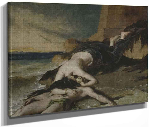 Hero, Having Thrown Herself From The Tower At The Sight Of Leander Drowned, Dies On His Body By William Etty By William Etty