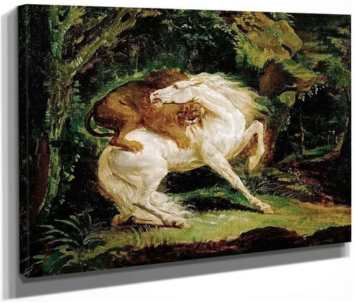 Horse Attacked By Lion By Theodore Gericault