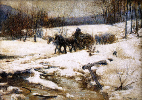 Horse Drawn Carts In Winter By Fritz Thaulow