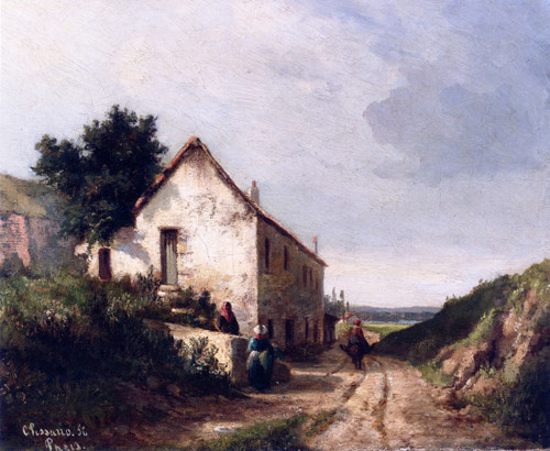 House By A Country Road With Figures By Camille Pissarro By Camille Pissarro House By A Country Road With Figures By Camille Pissarro By Camille Pissarro