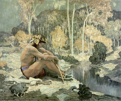 Indian Warrior At Rest By E. Irving Couse