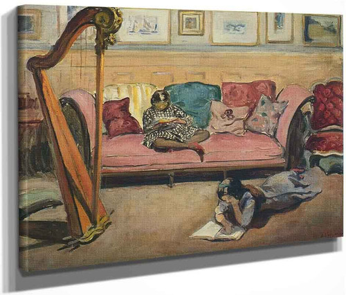 Interior With Harp By Henri Lebasque By Henri Lebasque