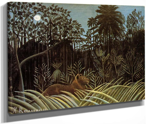 Jungle With Lion By Henri Rousseau