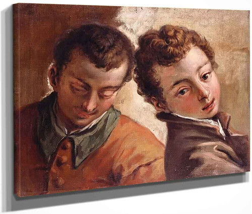 Juxtaposed Heads Of A Young Man And A Boy By Sebastiano Ricci