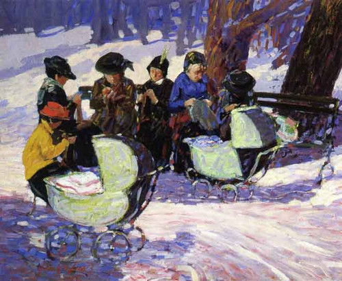 Knitting For The Soldiers High Bridge Park By George Benjamin Luks