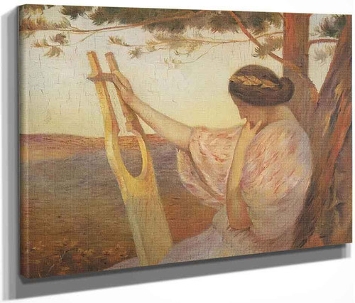 Lady With Lyre By Pine Trees By Henri Martin By Henri Martin