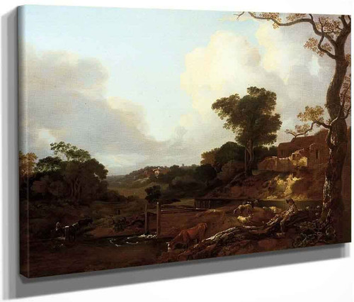 Landscape With A Peasant Reclining By A Weir By Thomas Gainsborough  By Thomas Gainsborough