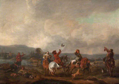Landscape With Falconers By Philips Wouwerman Dutch 1619 1668