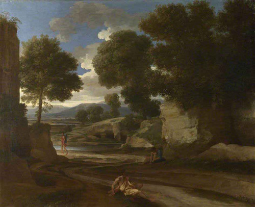 Landscape With Travellers Resting By Nicolas Poussin By Nicolas Poussin