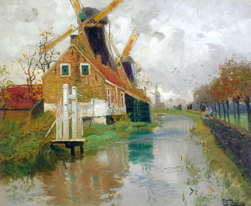 Landscape With Windmill By Fritz Thaulow Landscape With Windmill By Fritz Thaulow