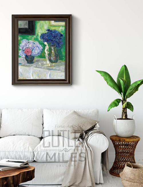 Arrangement With Flower Vases And Porcelain Figure By Thorolf Holmboe