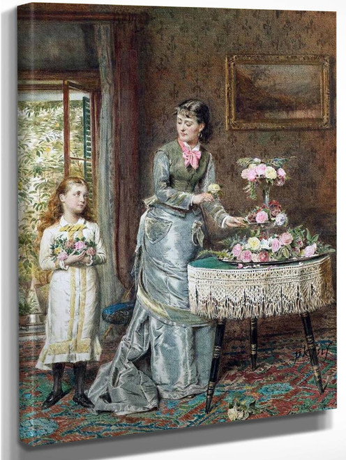 Arranging The Flowers By George Goodwin Kilburne By George Goodwin Kilburne