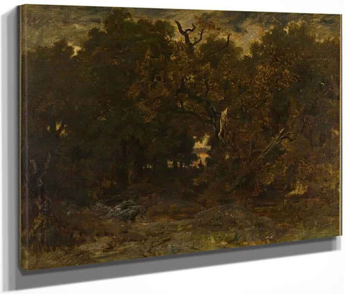 Leaving The Forest Of Fontainebleau, Setting Sun By Theodore Rousseau