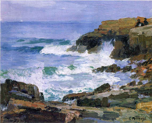 Looking Out To Sea By Edward Potthast By Edward Potthast