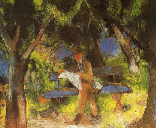 Man Reading In A Park By August Macke