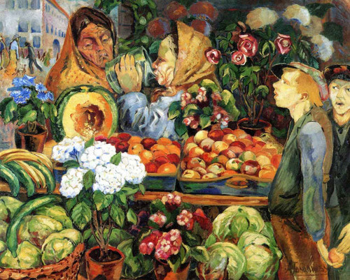 Market Scene By Aksel Waldemar Johannessen