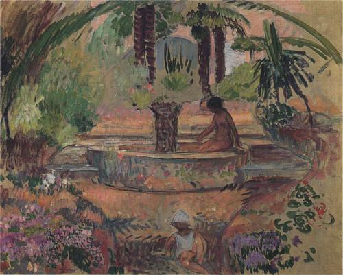 Marthe And Pierre At A Fountain In Saint Maxime By Henri Lebasque By Henri Lebasque
