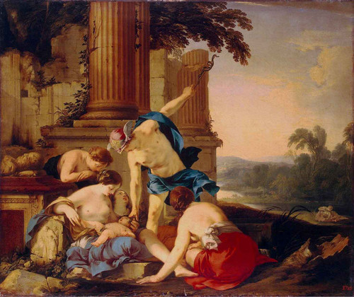 Mercury Takes Bacchus To Be Brought Up By Nymphs By Laurent De La Hyre