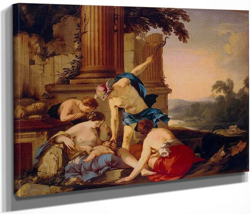 Mercury Takes Bacchus To Be Brought Up By Nymphs By Laurent De La Hyre