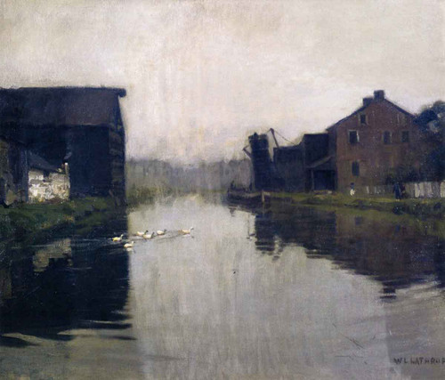 Misty Day On The Canal By William Langson Lathrop
