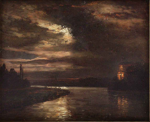 Moonlight Over Elbe By Hans Dahl By Hans Dahl