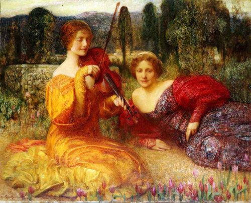Musicienne Du Silence By Arthur Hacker  By Arthur Hacker