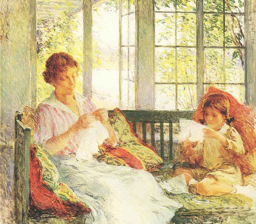 My Wife And Daughter By Willard Leroy Metcalf By Willard Leroy Metcalf