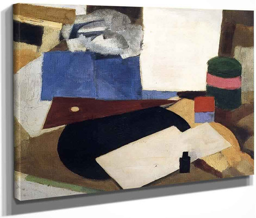 Nature Morte A L'equerre Sur Disque Noir, Avec Bouteille D'encre By Roger De La Fresnaye