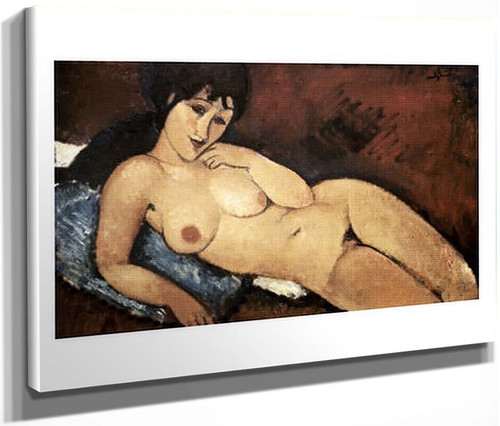 Nude On A Blue Cushion By Amedeo Modigliani By Amedeo Modigliani