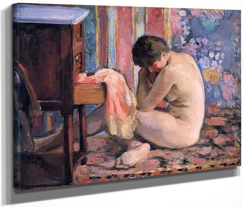 Nude With A Pink Chemise By Henri Lebasque By Henri Lebasque