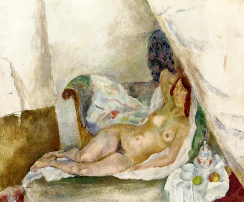 Nude With Drapery By Jules Pascin By Jules Pascin Nude With Drapery By Jules Pascin By Jules Pascin