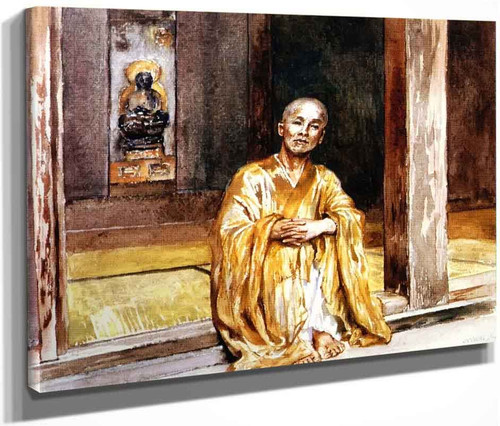 Our Landlord, The Buddhist Priest Zenshin San, At The Door Of The Clergy House, Iyemitsu Temple By John La Farge By John La Farge