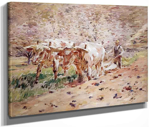 Oxen Ploughing By Theodore Robinson