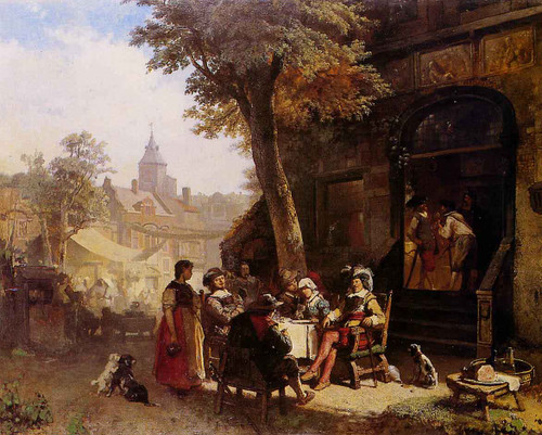 People In Front Of Inn By Jacob Henricus Maris