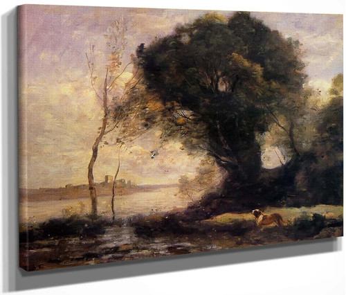 Pond With Dog By Jean Baptiste Camille Corot By Jean Baptiste Camille Corot