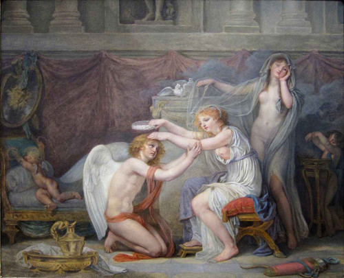 Psyche Crowning Cupid By Jean Baptiste Greuze  By Jean Baptiste Greuze