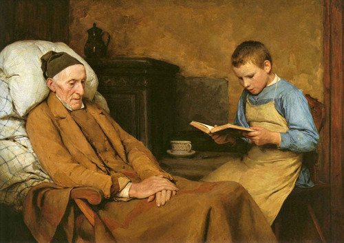 Reading Devotions To Grandfather By Albert Anker