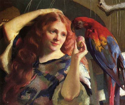 Reddy And The Macaw By William Macgregor Paxton By William Macgregor Paxton
