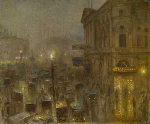Return From The Matinee, Piccadilly Circus By Arthur Hacker  By Arthur Hacker