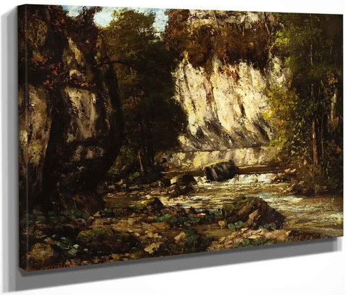 River And Cliff By Gustave Courbet By Gustave Courbet