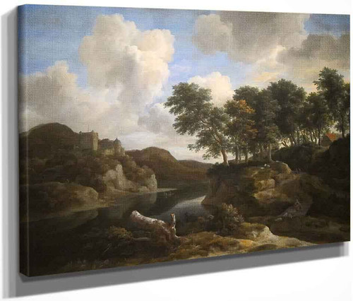 River Landscape With A Castle By Jacob Van Ruisdael