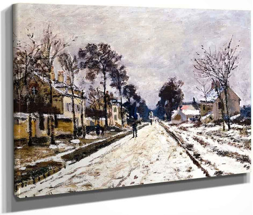 Road At Louveciennes, Snow Effect By Claude Oscar Monet