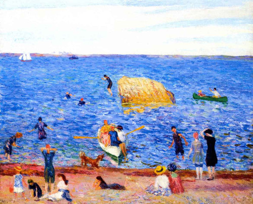 Rock In The Bay, Wickford By William James Glackens  By William James Glackens