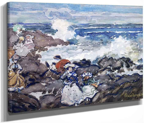 Rocks, Waves And Figures By Maurice Prendergast By Maurice Prendergast