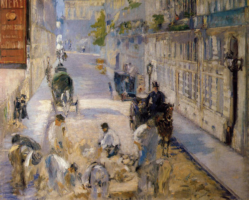 Rue Mosnier With Road Menders By Edouard Manet By Edouard Manet